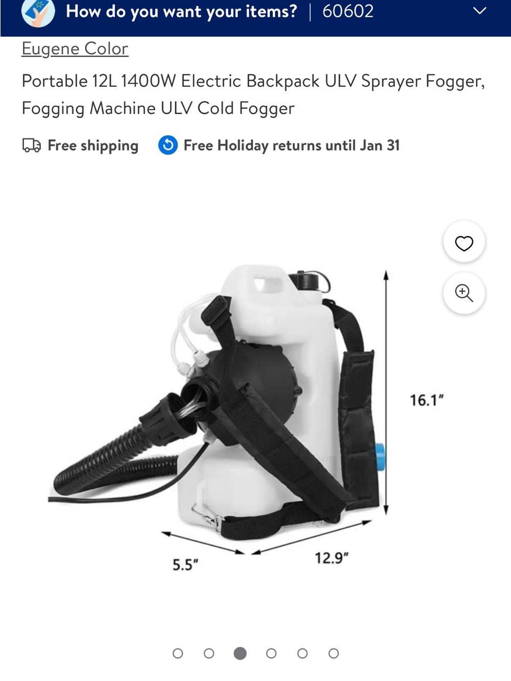 Portable White & Black ULV Backpack Fogger Sprayer - Electric Cold Fogger